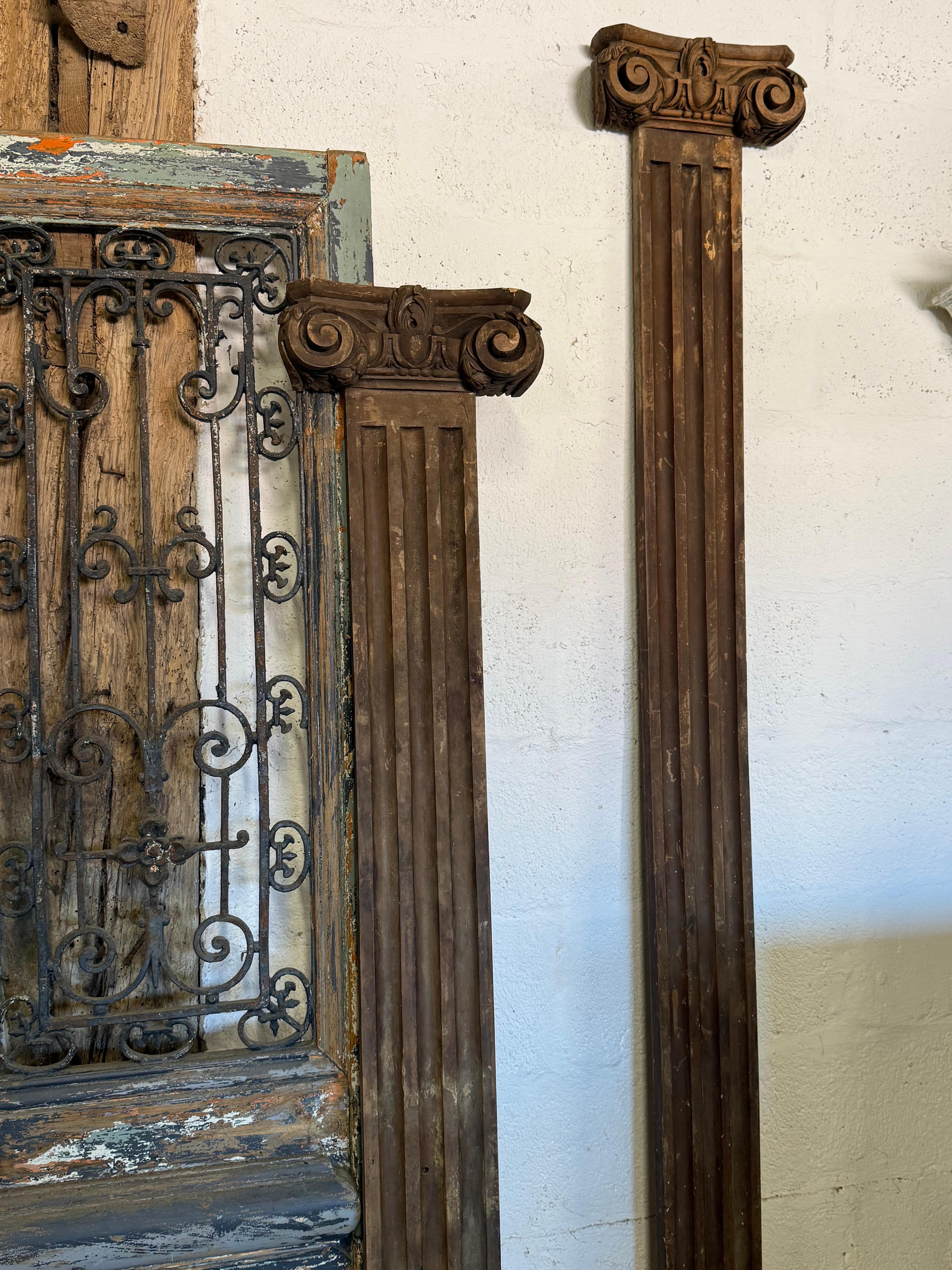 Hand-Carved Pair Of 19th Century Pilasters For Sale