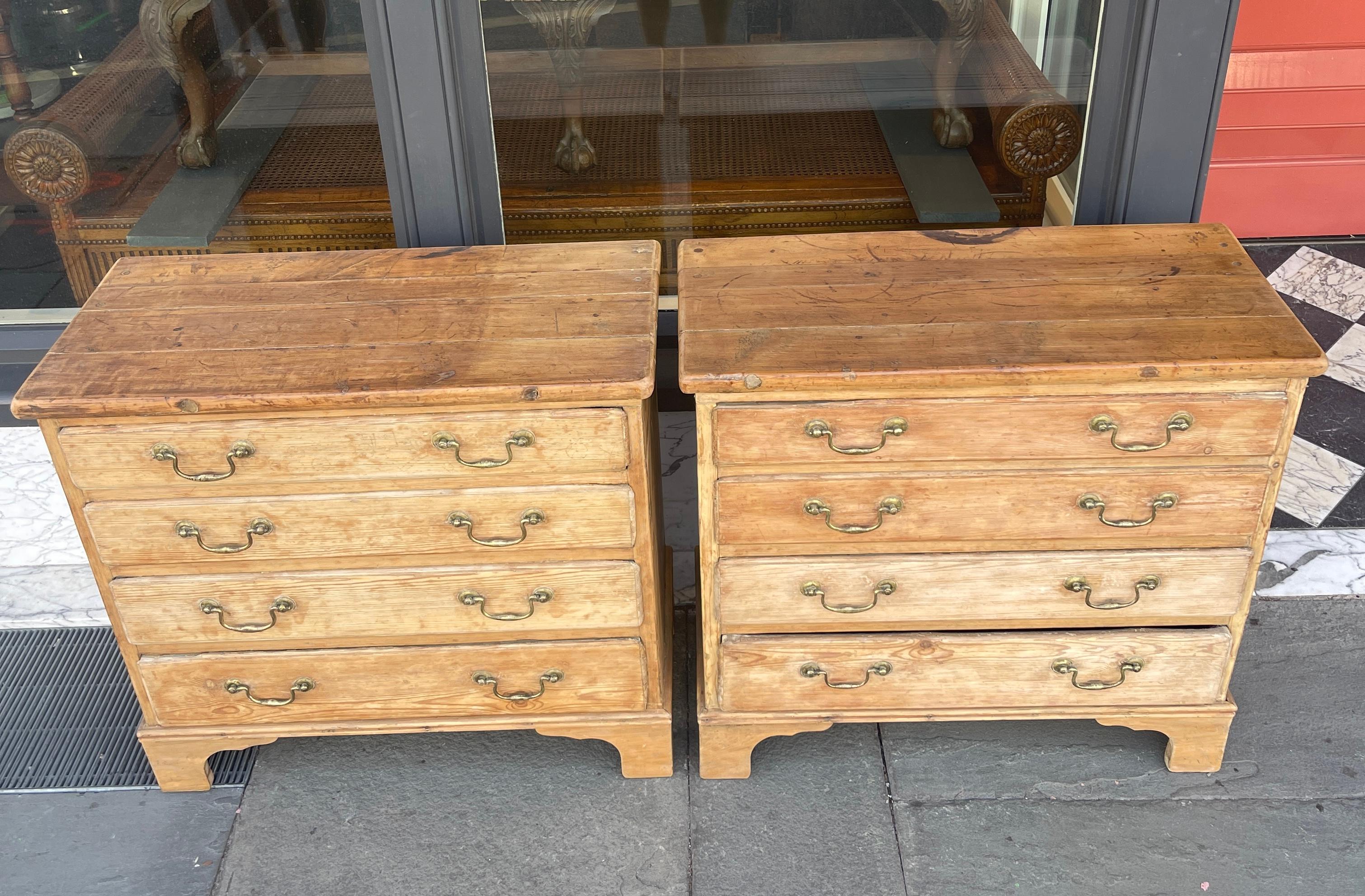Pair of  pine chests, original part of a built in cabinet. Paint was stripped now in wax finish 