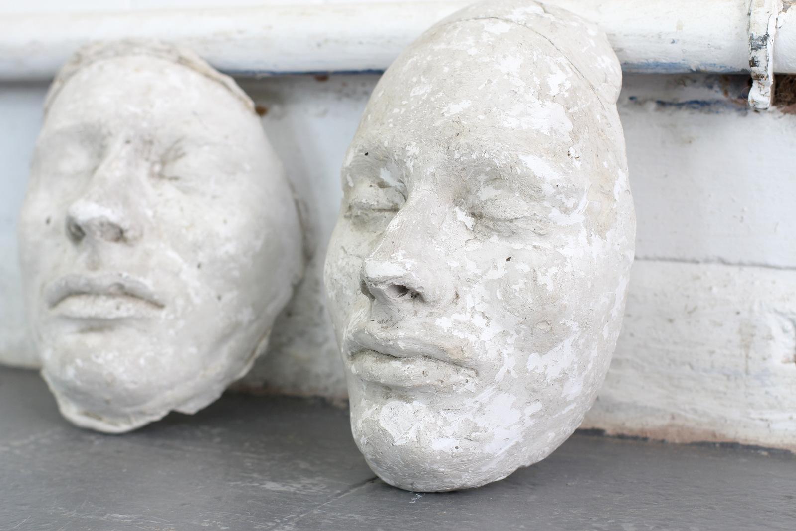 High Victorian Pair of 19th Century Plaster Death Masks