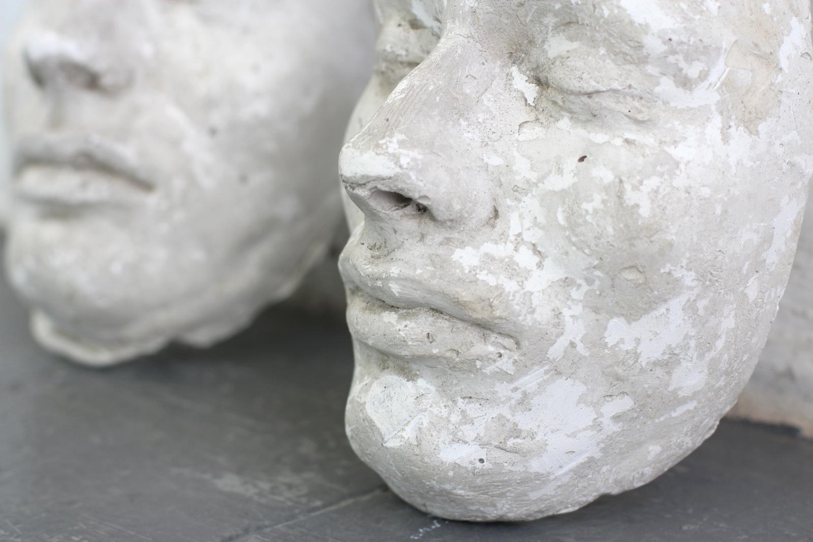 German Pair of 19th Century Plaster Death Masks