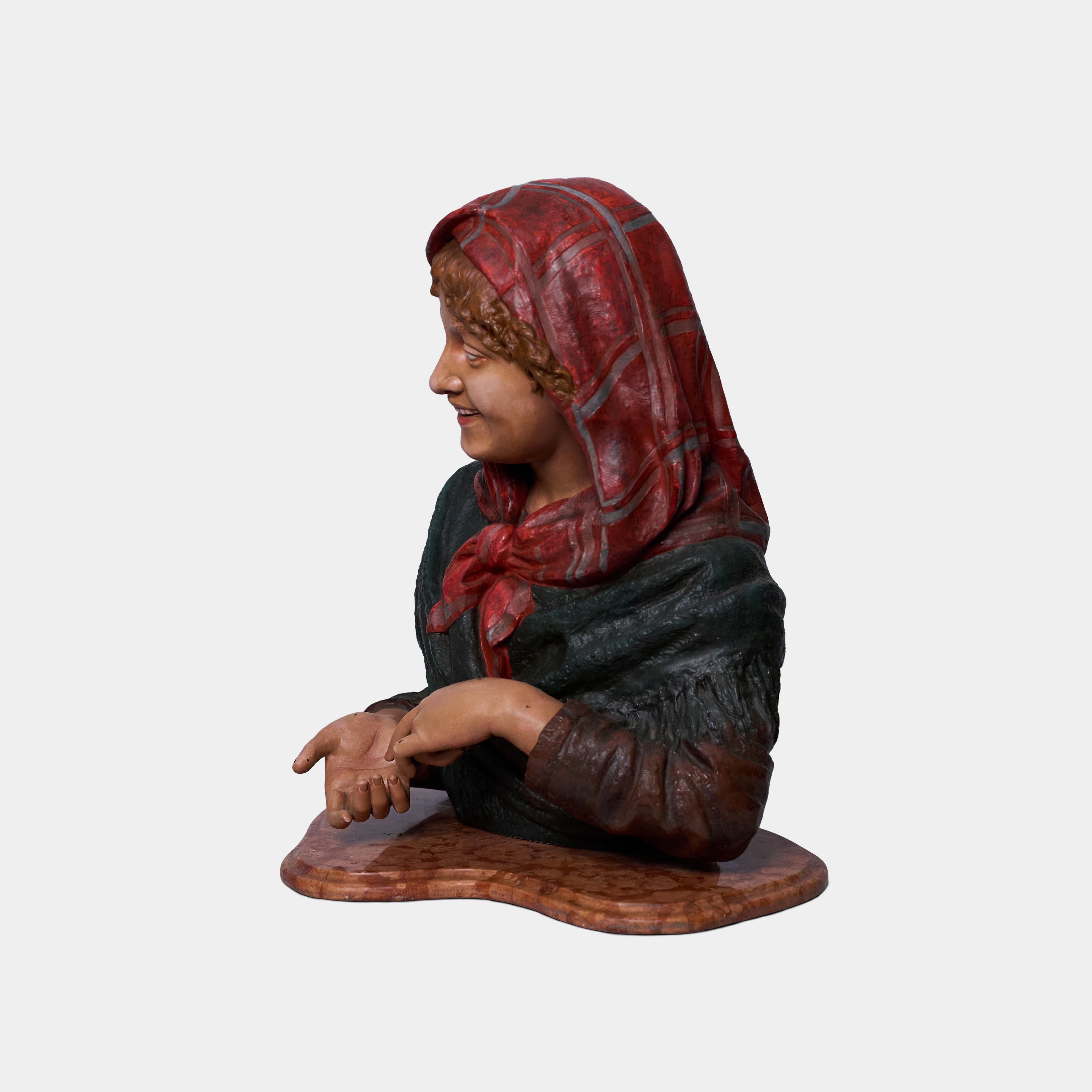 Ein Paar Polizhrome-Büsten aus dem 19. Jahrhundert von Louis Hottot (Französisch) im Angebot