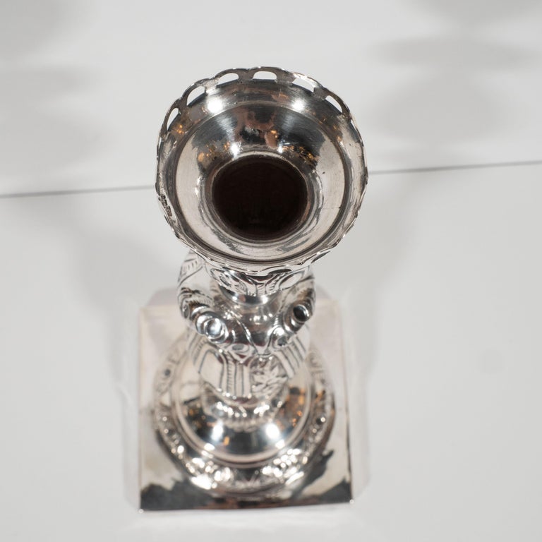 Pair of 19th Century Polish Sterling Silver Repoussé Sabbath