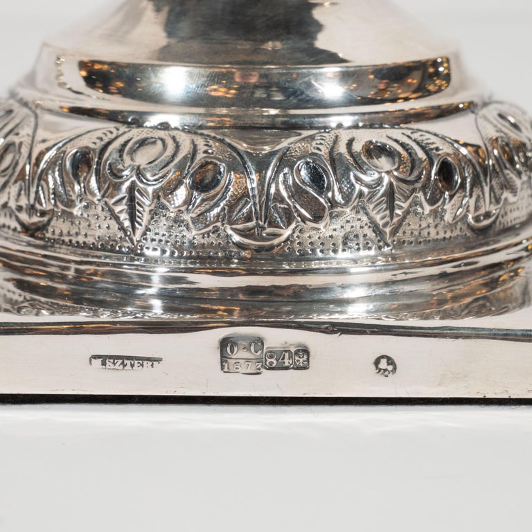 Pair of 19th Century Polish Sterling Silver Repoussé Sabbath