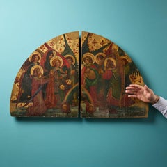 Pair of 19th Century Polychrome Painted Ecclesiastical Decorative Wall Panels