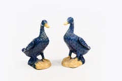 Pair of 19th Century Porcelain Blue Birds