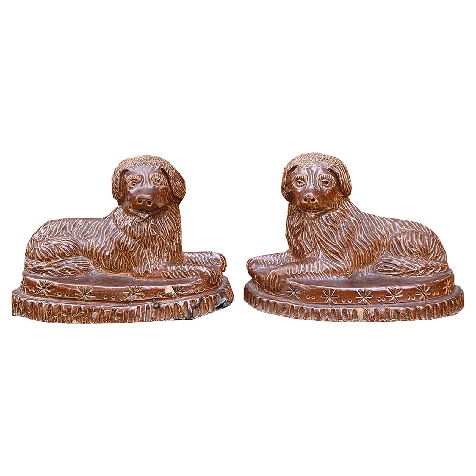 Pair of 19th Century Porcelain Dogs
