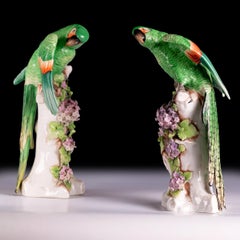 Pareja De Loros De Porcelana Del Siglo XIX De Samson Et Cie, Paris