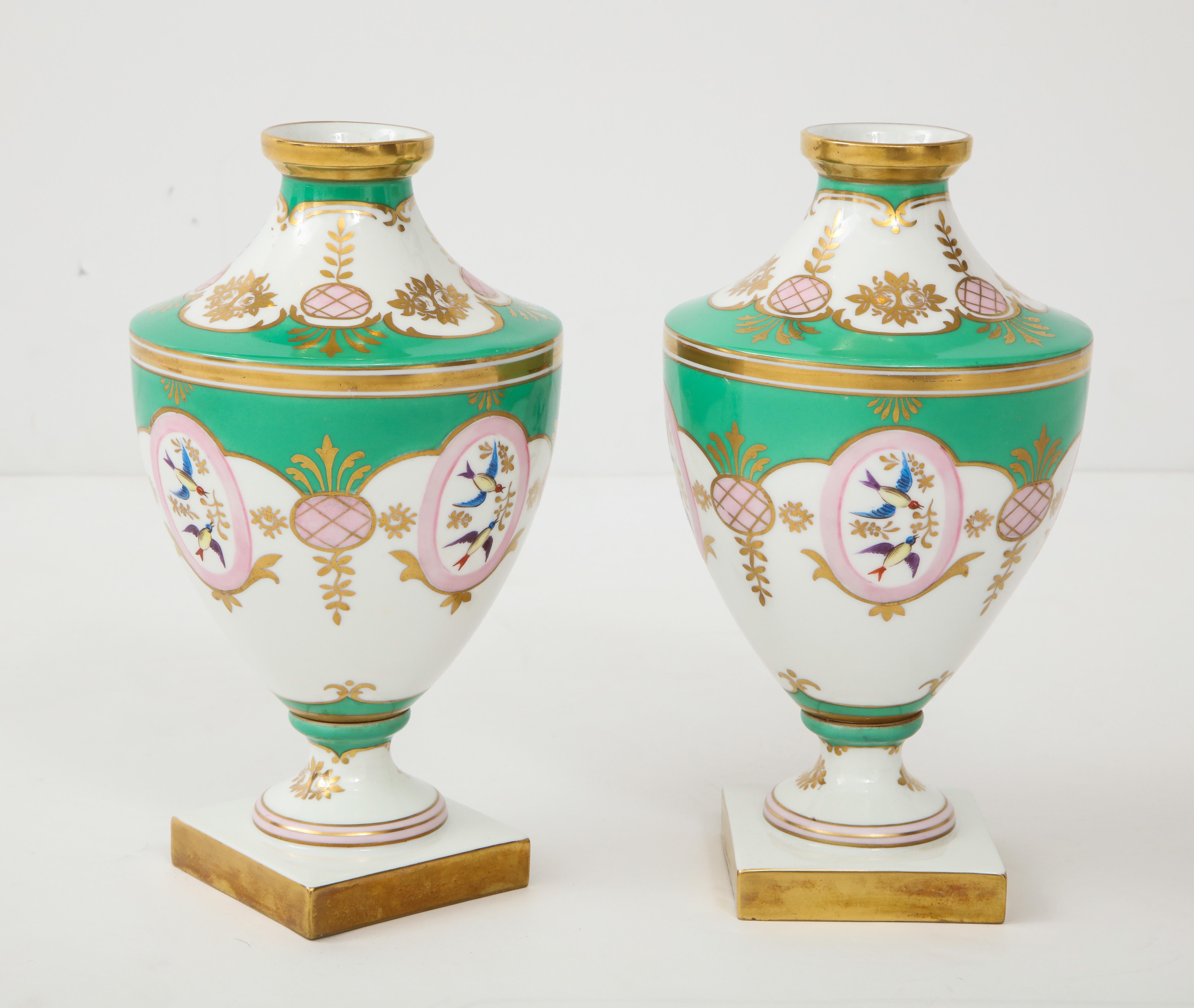 Art Nouveau Pair of 19th Century Porcelain Urn Vases