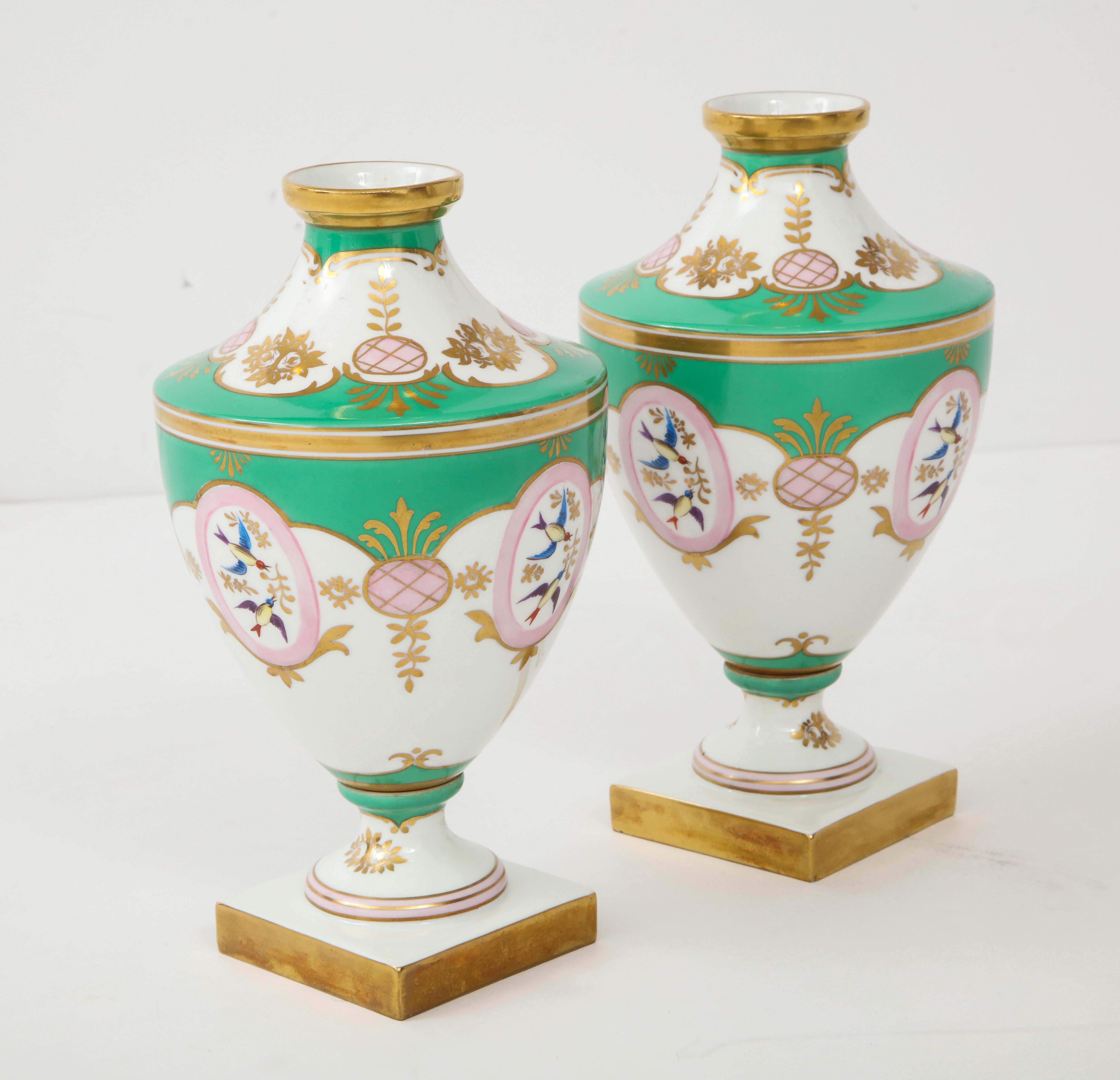Portuguese Pair of 19th Century Porcelain Urn Vases
