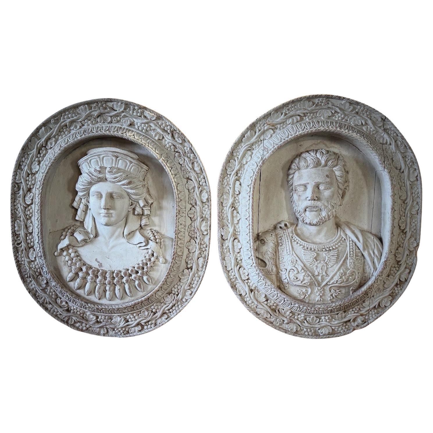 Pair Of 19th Century Portrait Plaques For Sale