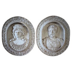 Coppia di targhe con ritratto del XIX secolo