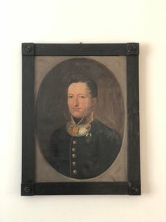 Coppia di ritratti di barone e baronessa tedeschi del XIX secolo