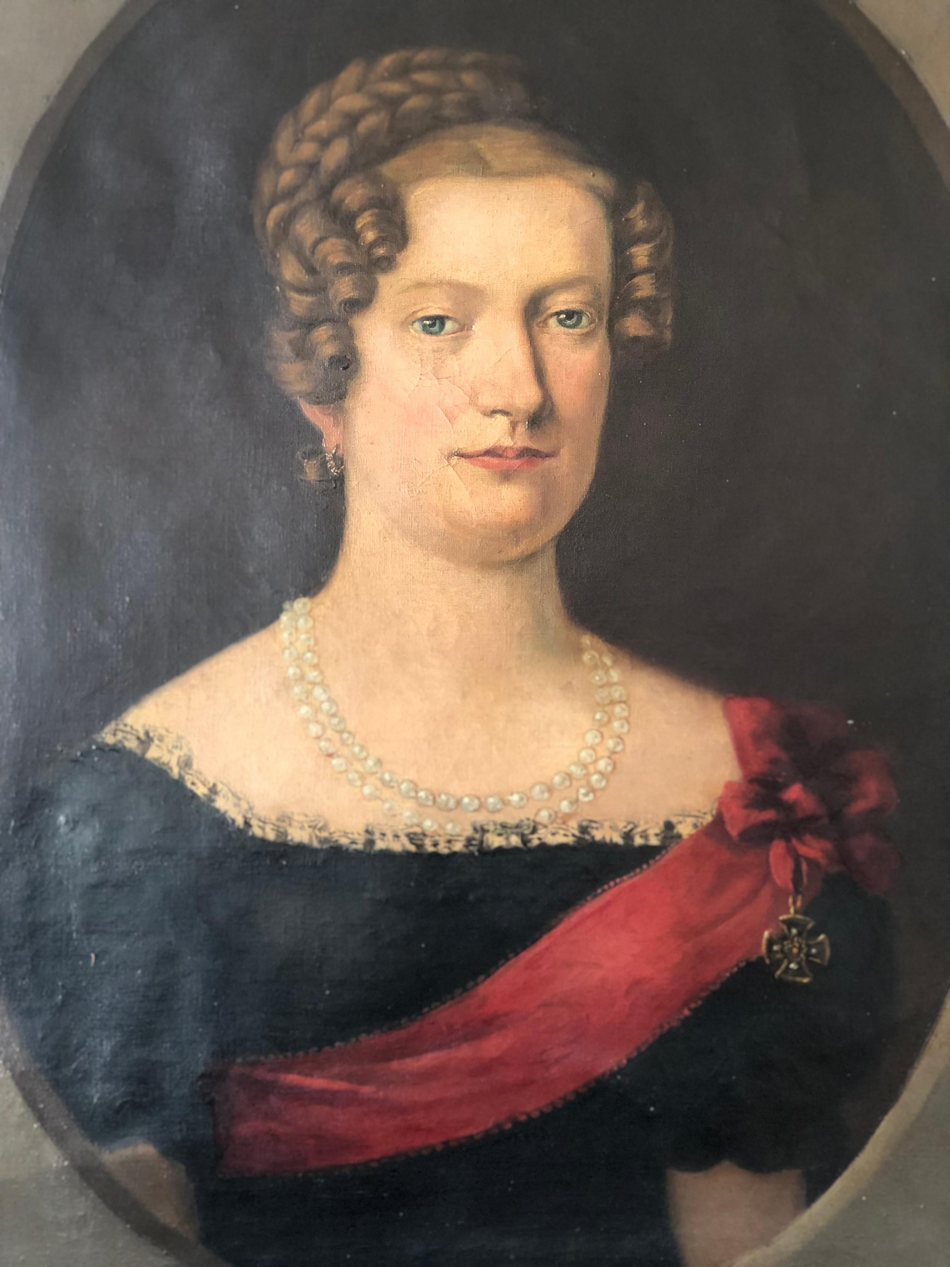 Pair of 19th-Century Portraits of a German Baron and Baroness In Good Condition For Sale In Sakskøbing, DK