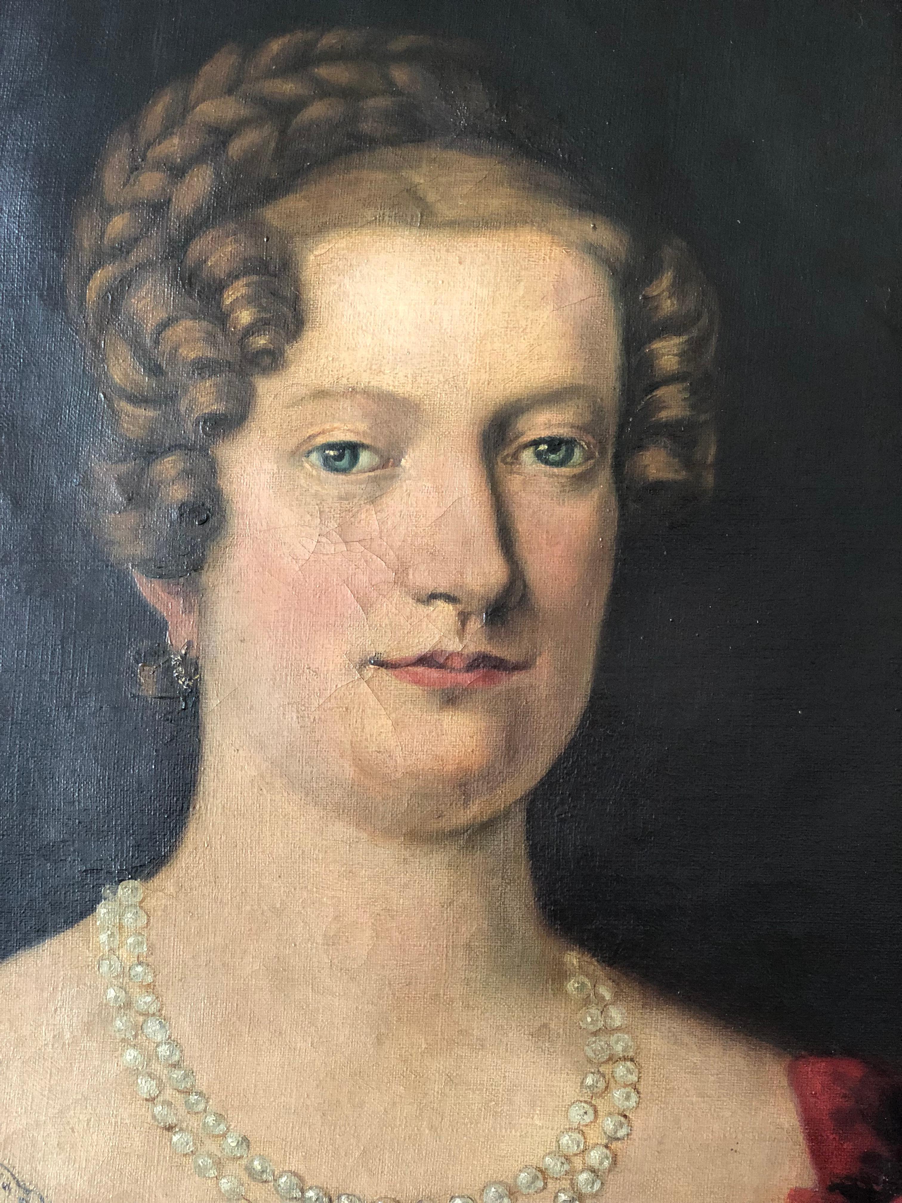 Canvas Pair of 19th-Century Portraits of a German Baron and Baroness For Sale