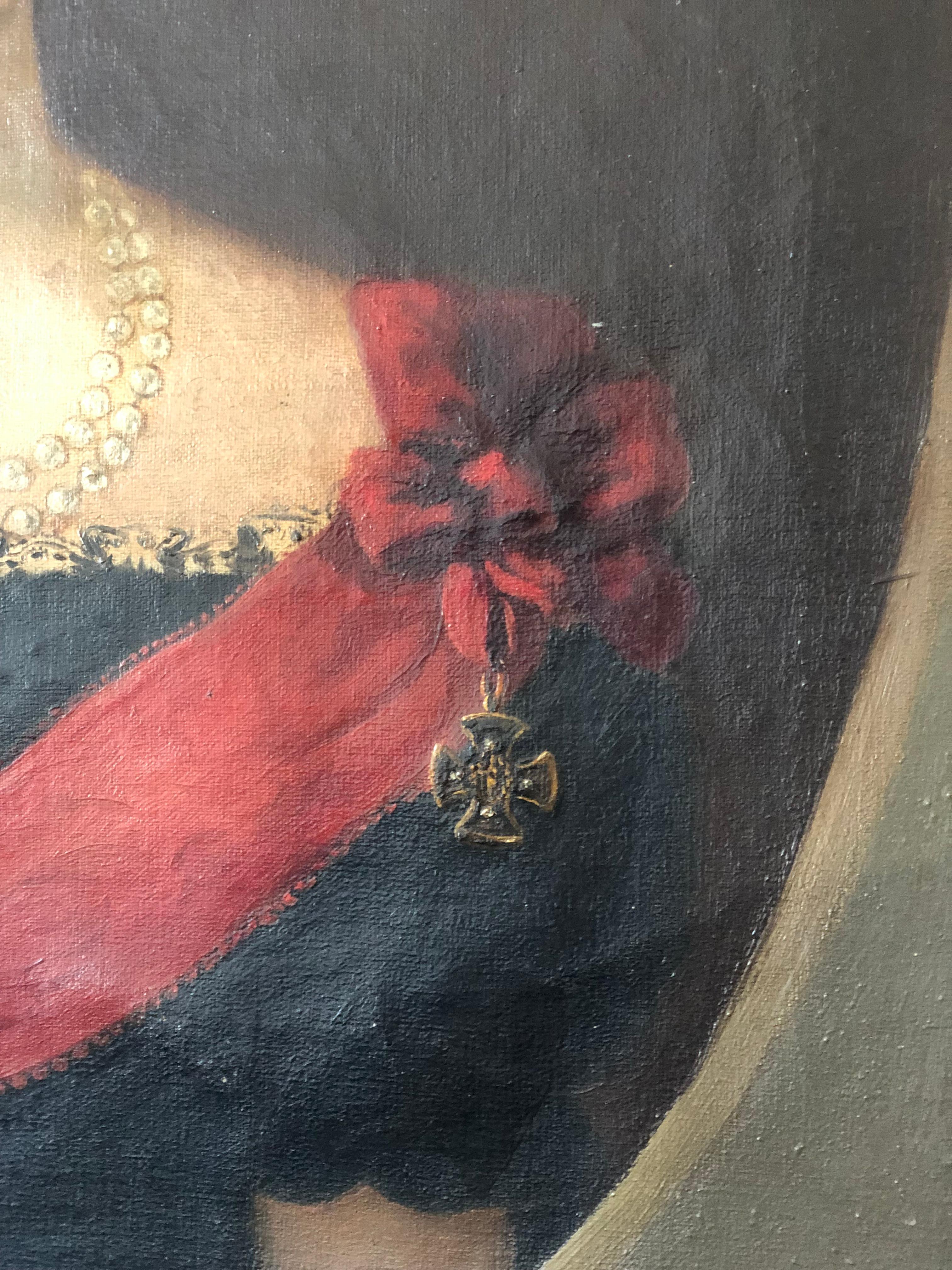 Pair of 19th-Century Portraits of a German Baron and Baroness For Sale 2