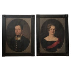 Pair of 19th-Century Portraits of a German Baron and Baroness
