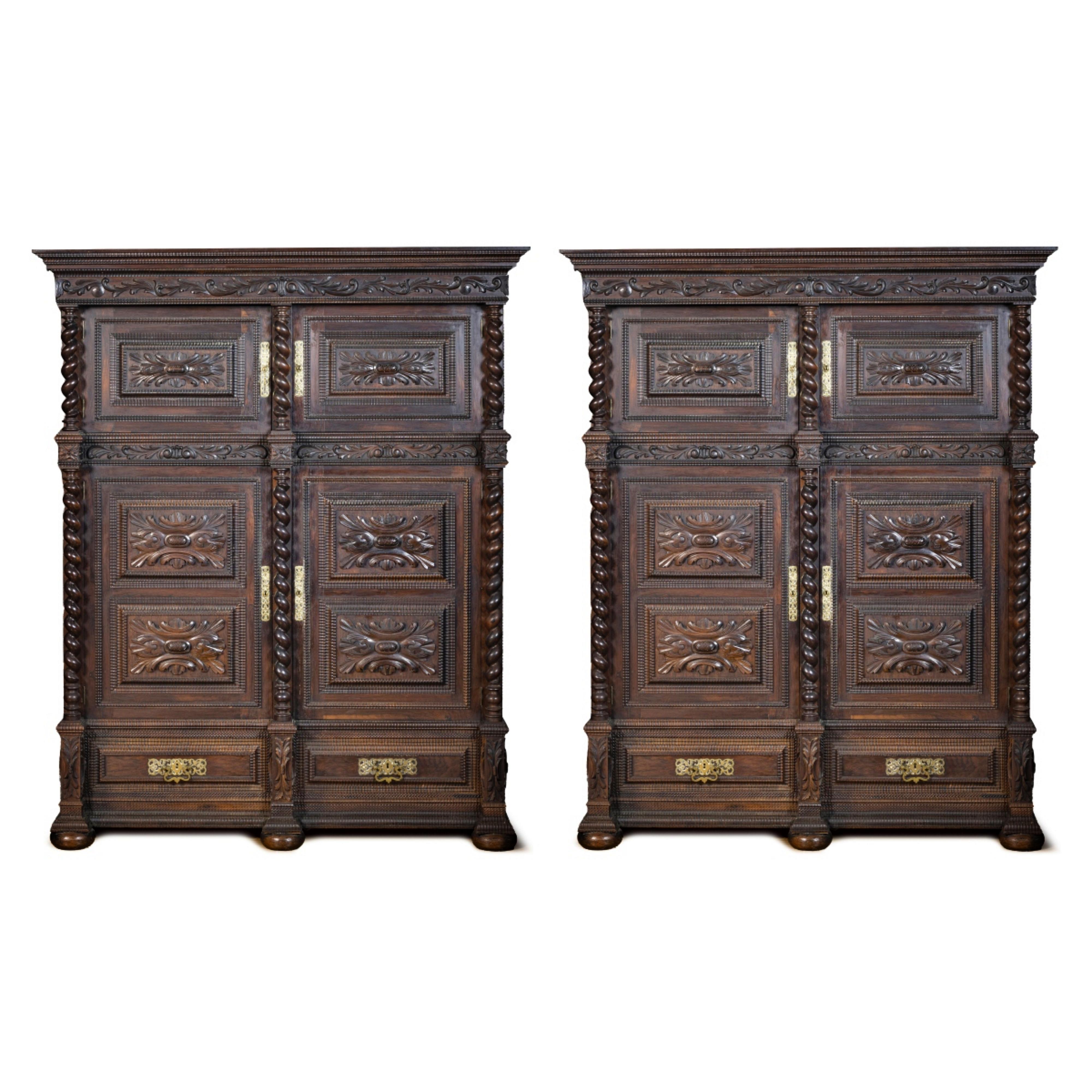 Hand-Crafted PAIR OF 19th Century PORTUGUESE CABINETS For Sale