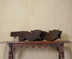 Pair of 19th Century Portuguese carved oak offering boxes