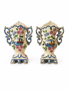 Pair of 19th Century Portuguese Faience Altar Vases