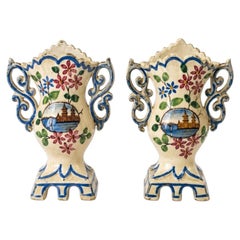 Pair of 19th Century Portuguese Faience Altar Vases