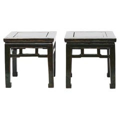 Pair of 19th Century Qing Chinese Green Lacquer Side Tables