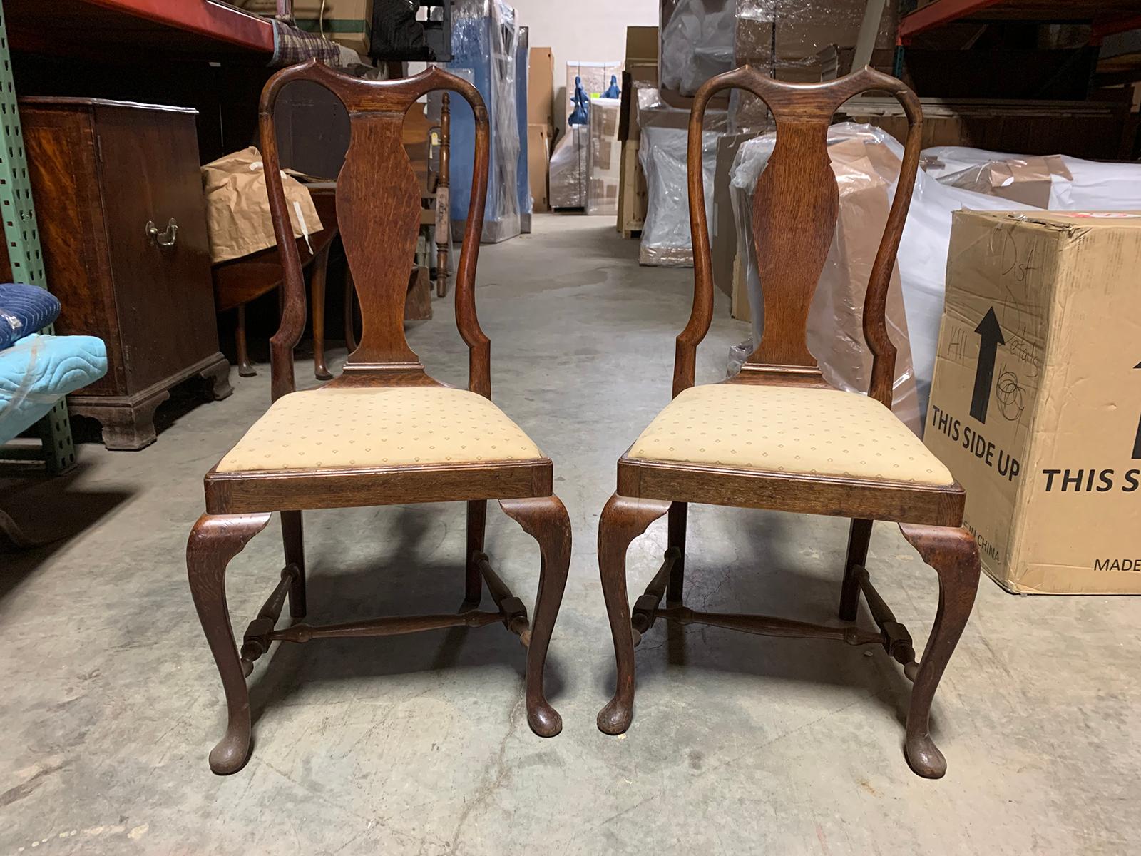 Pair of 19th century Queen Anne style side chairs.