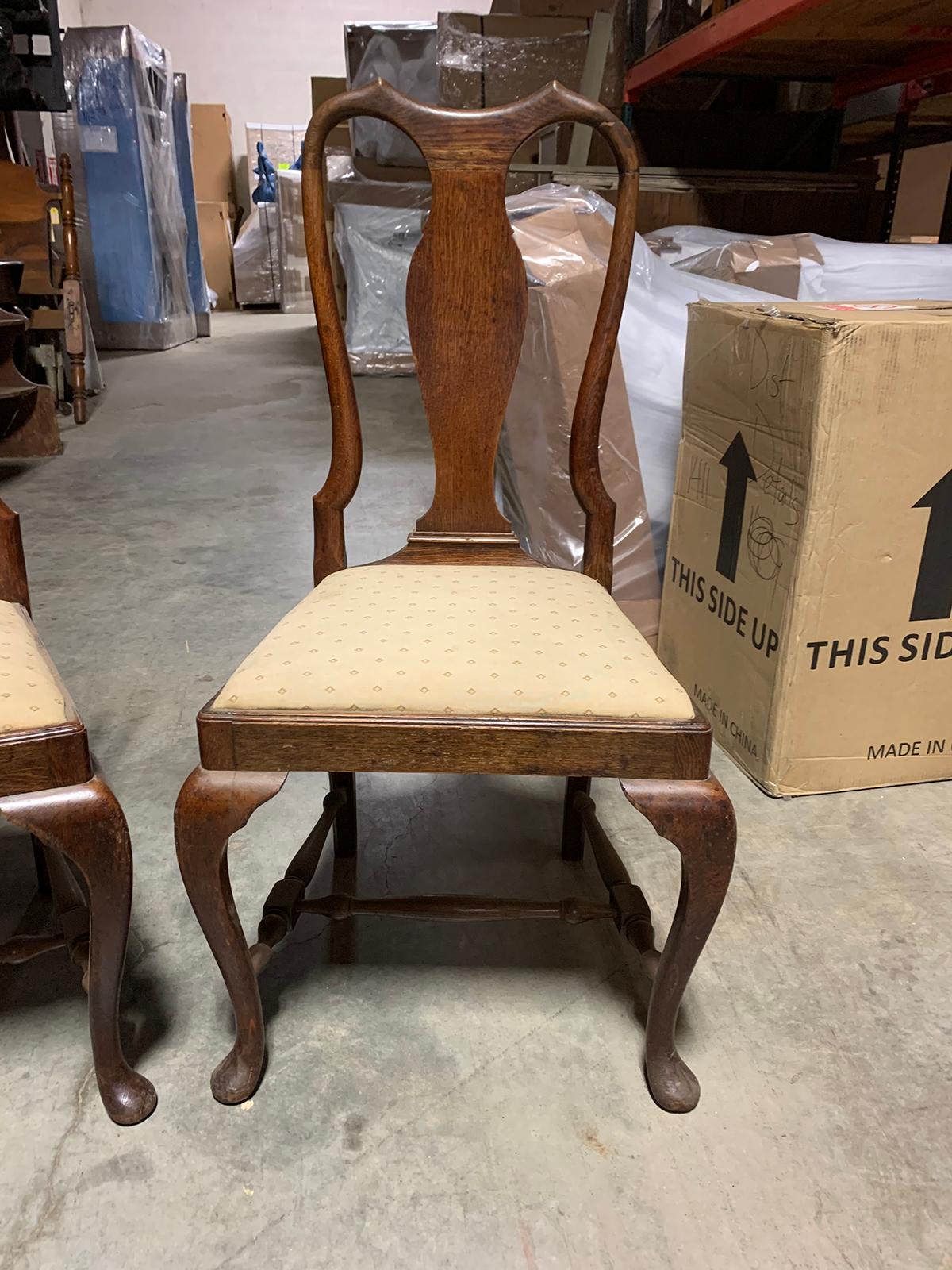 Wood Pair of 19th Century Queen Anne Style Side Chairs For Sale