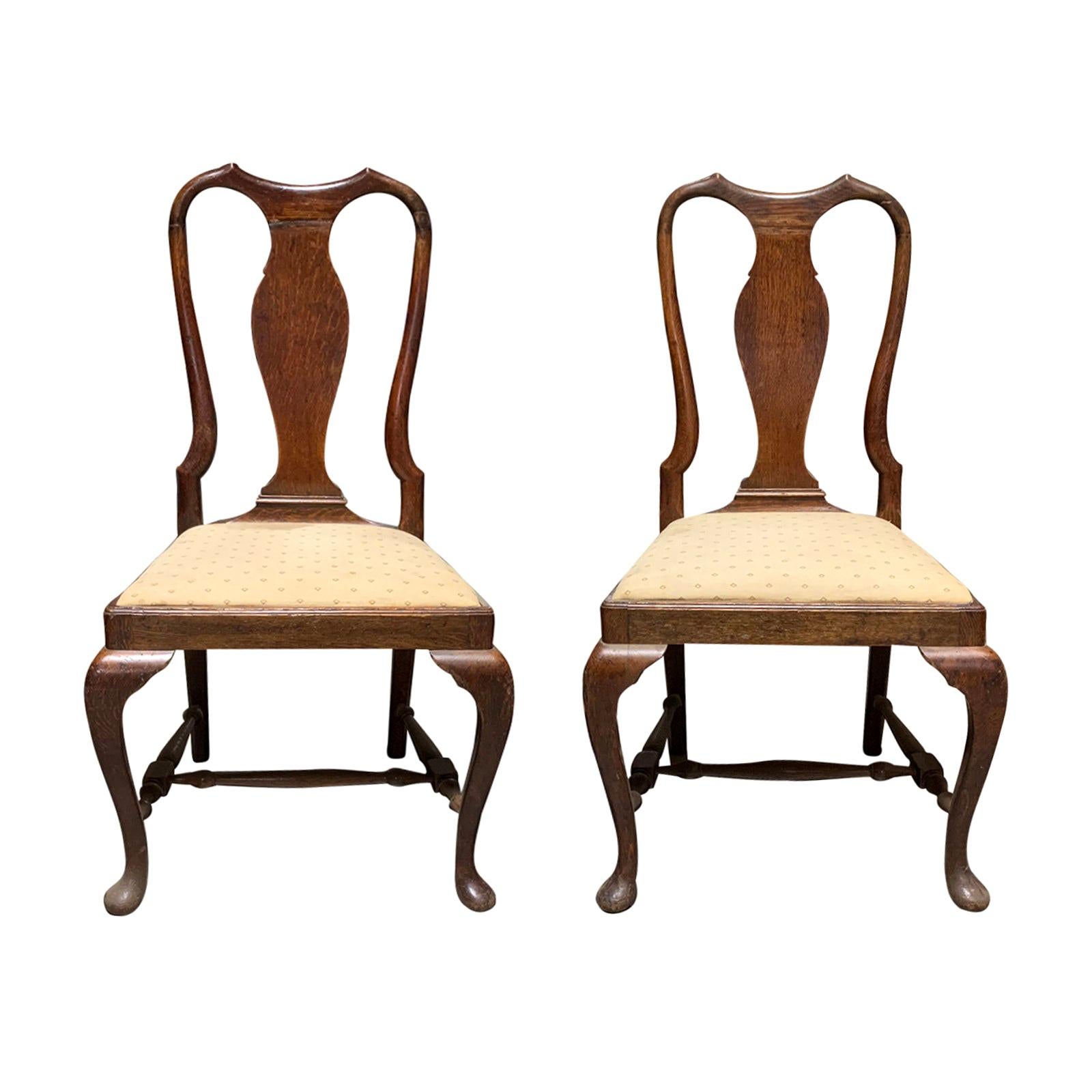 Pair of 19th Century Queen Anne Style Side Chairs For Sale