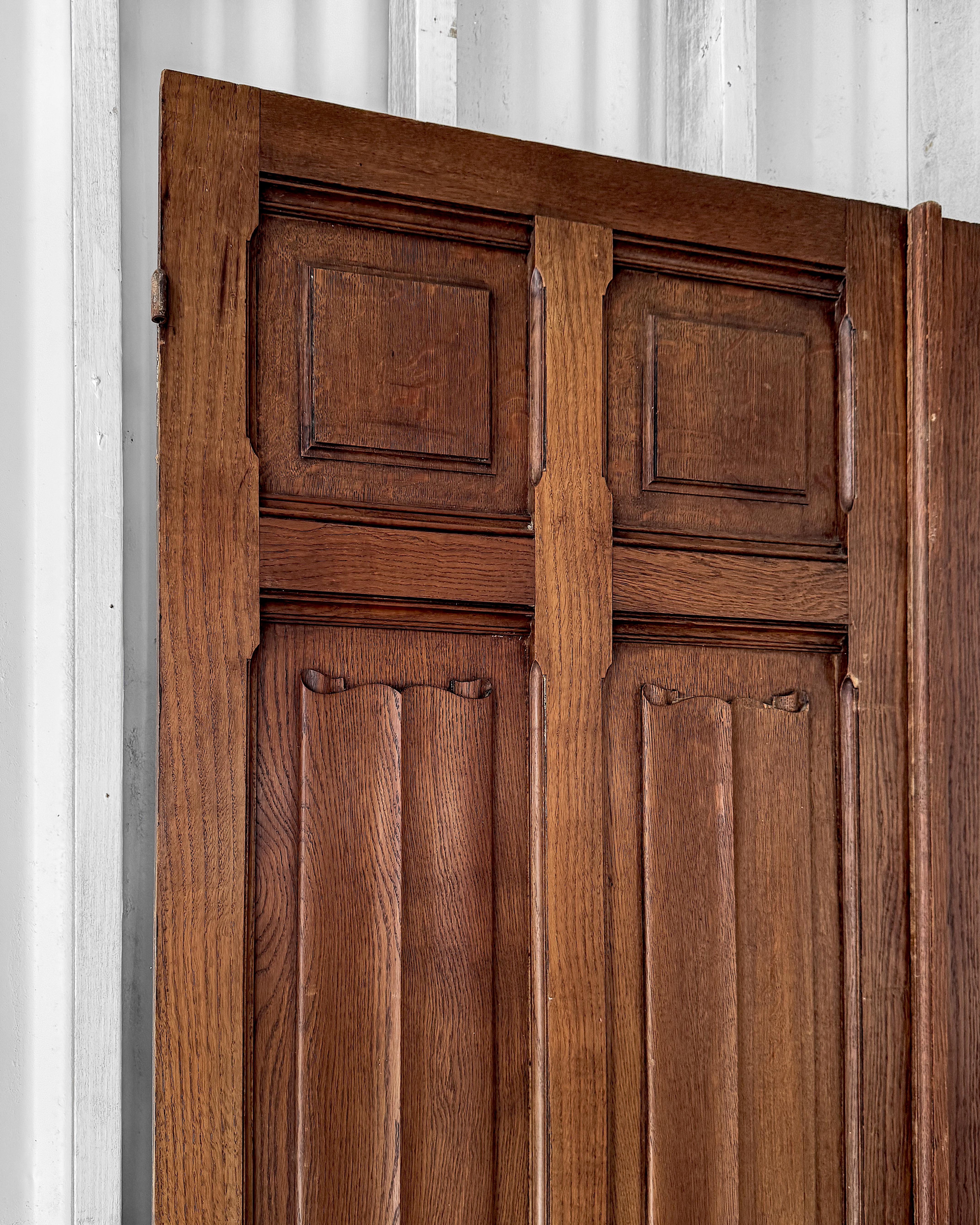 Oak Pair of 19th Century Reclaimed Decorative French Doors For Sale