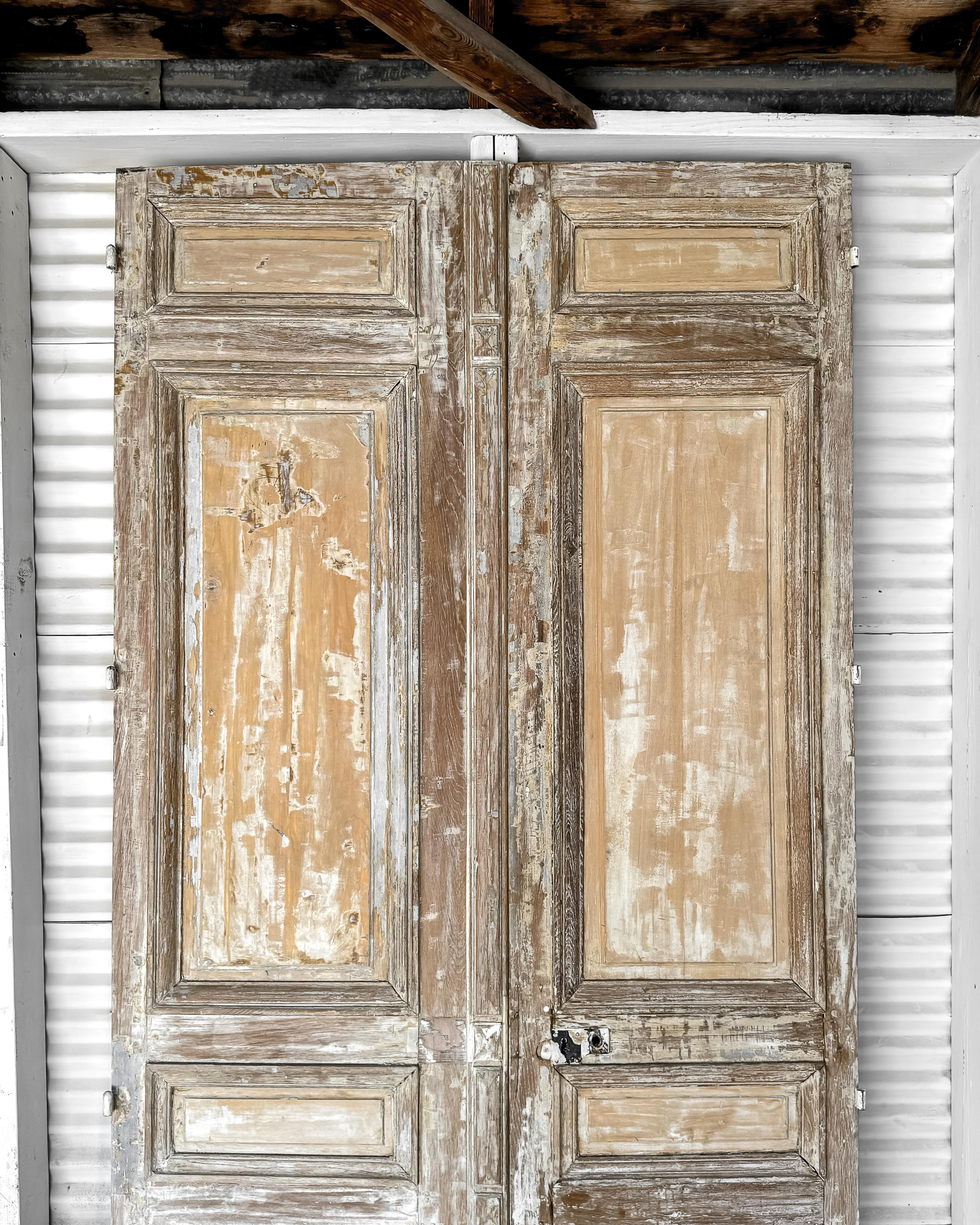 Coppia di porte francesi del XIX secolo con pannello a secco di recupero in vendita 10