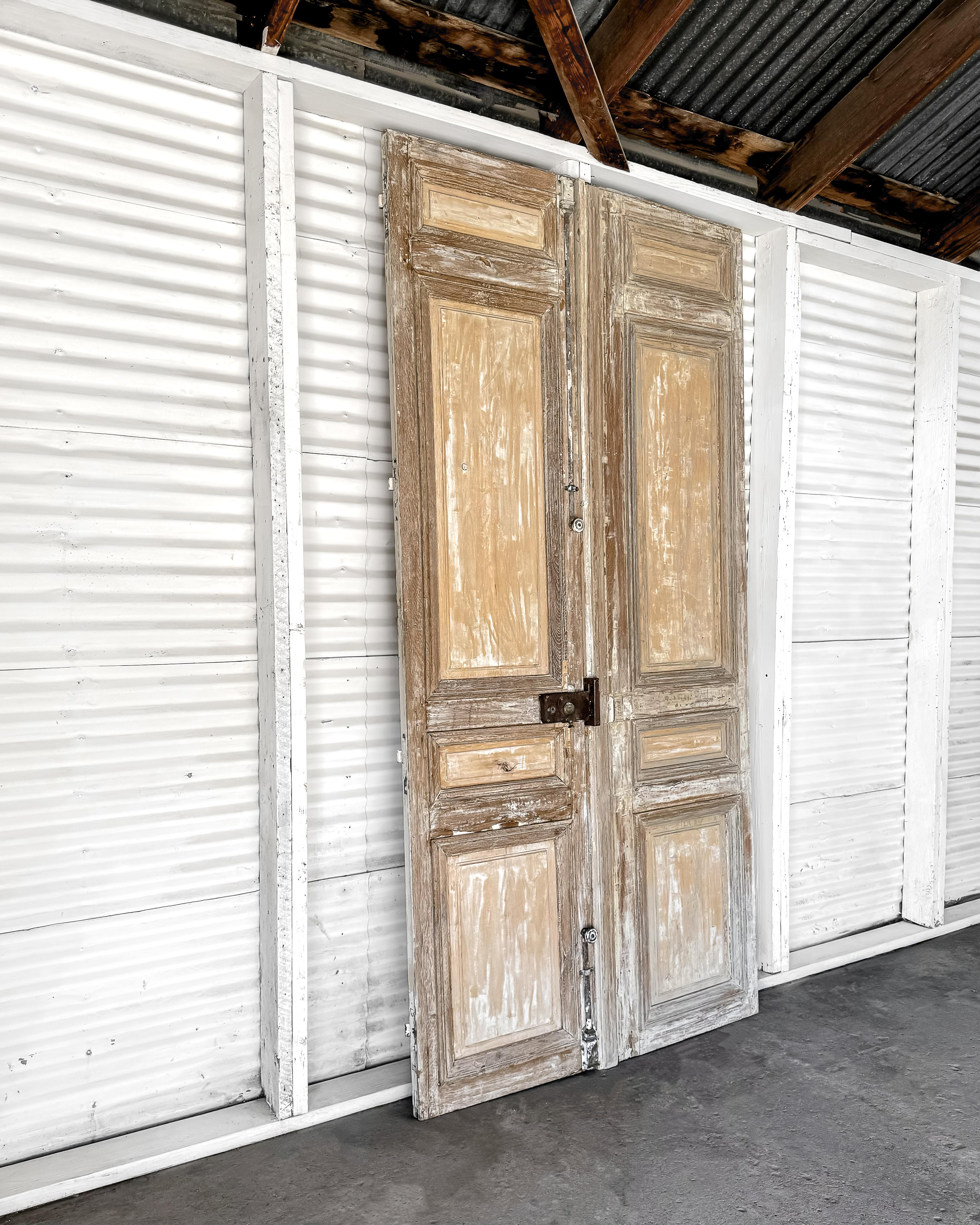 Francese Coppia di porte francesi del XIX secolo con pannello a secco di recupero in vendita
