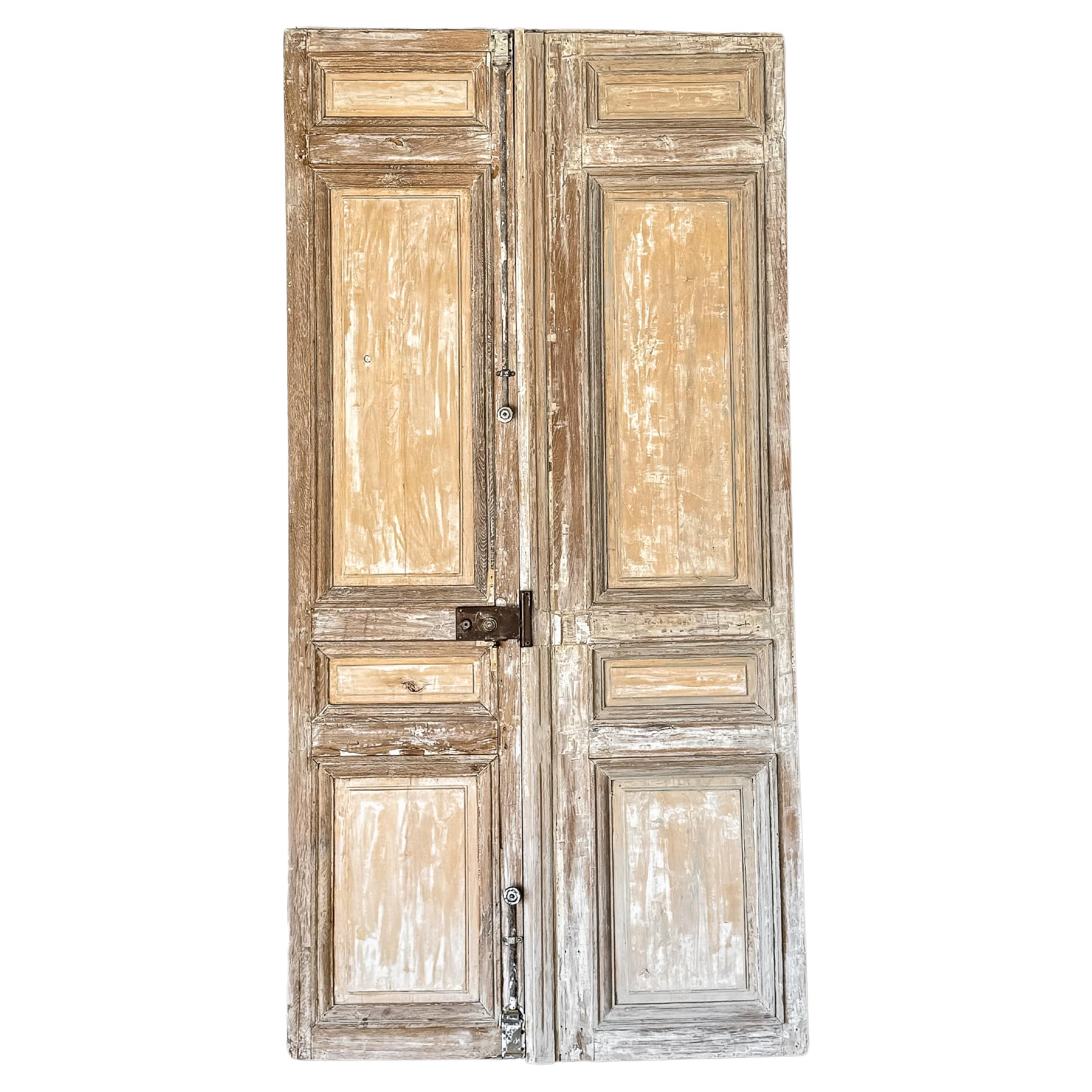 Pair of 19th Century Reclaimed French Dry-Scraped Paneled Doors