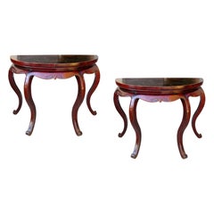 Pair of 19th Century Red Chinese Consoles