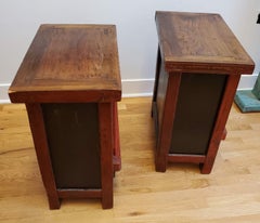 Pair of 19th Century Red Lacquer Chinese Export Cabinets with Gilt Decoration