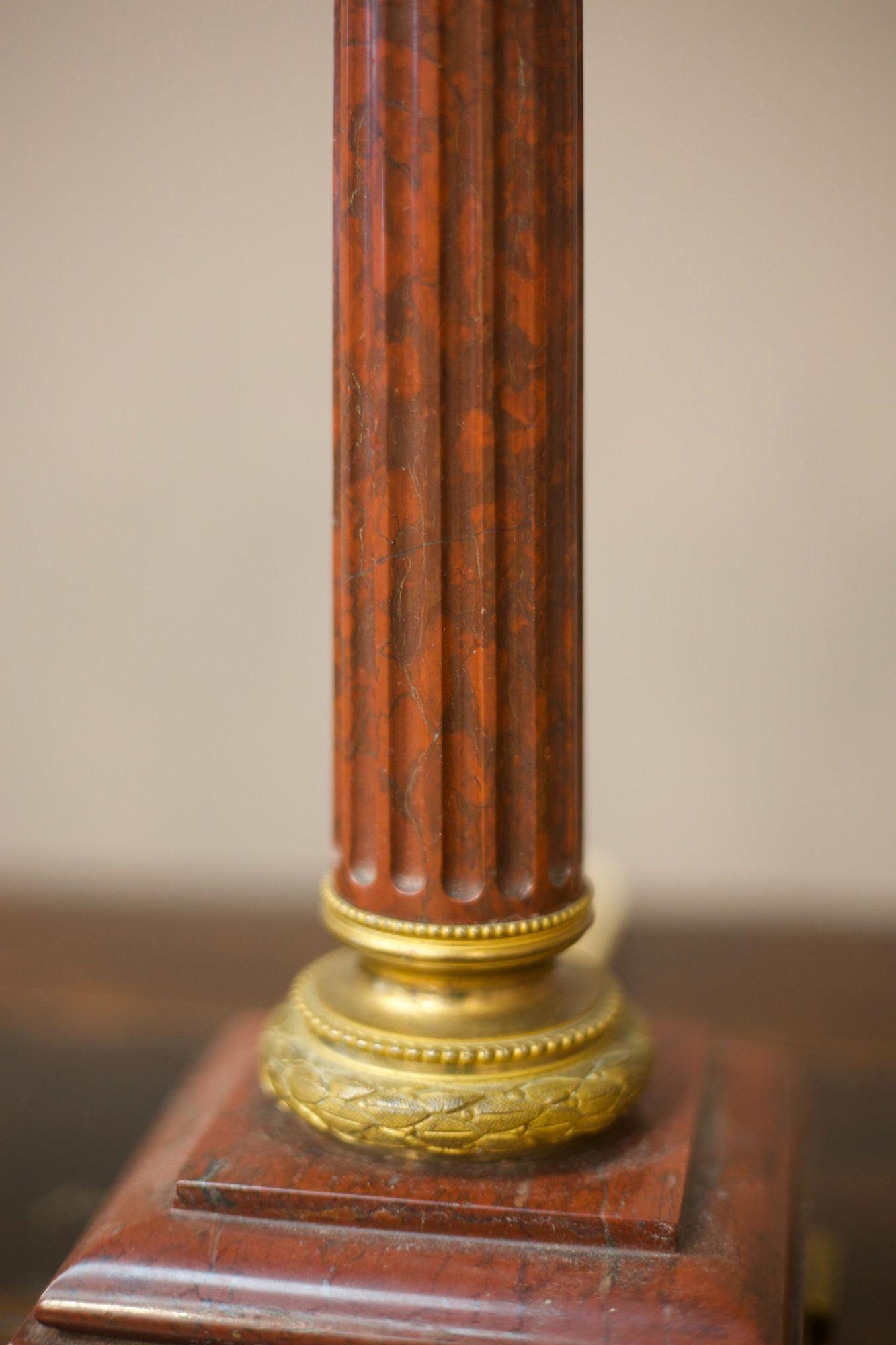 Pair of 19th Century Red Marble Table Lamps 1