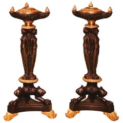 Pair of 19th Century Regency Bronze and Ormolu Candlesticks