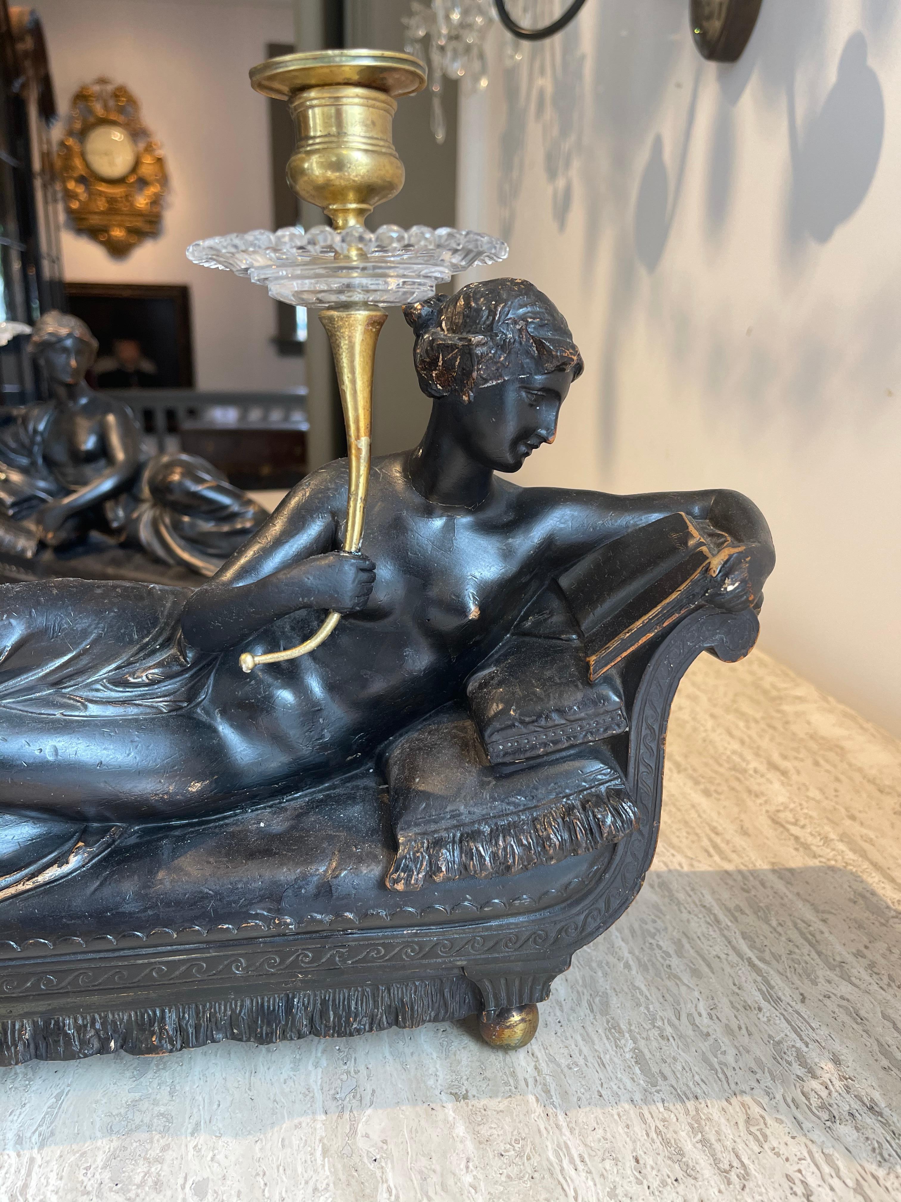 Bronzed Pair of 19th Century Regency Candelabra of Venus Victrix For Sale