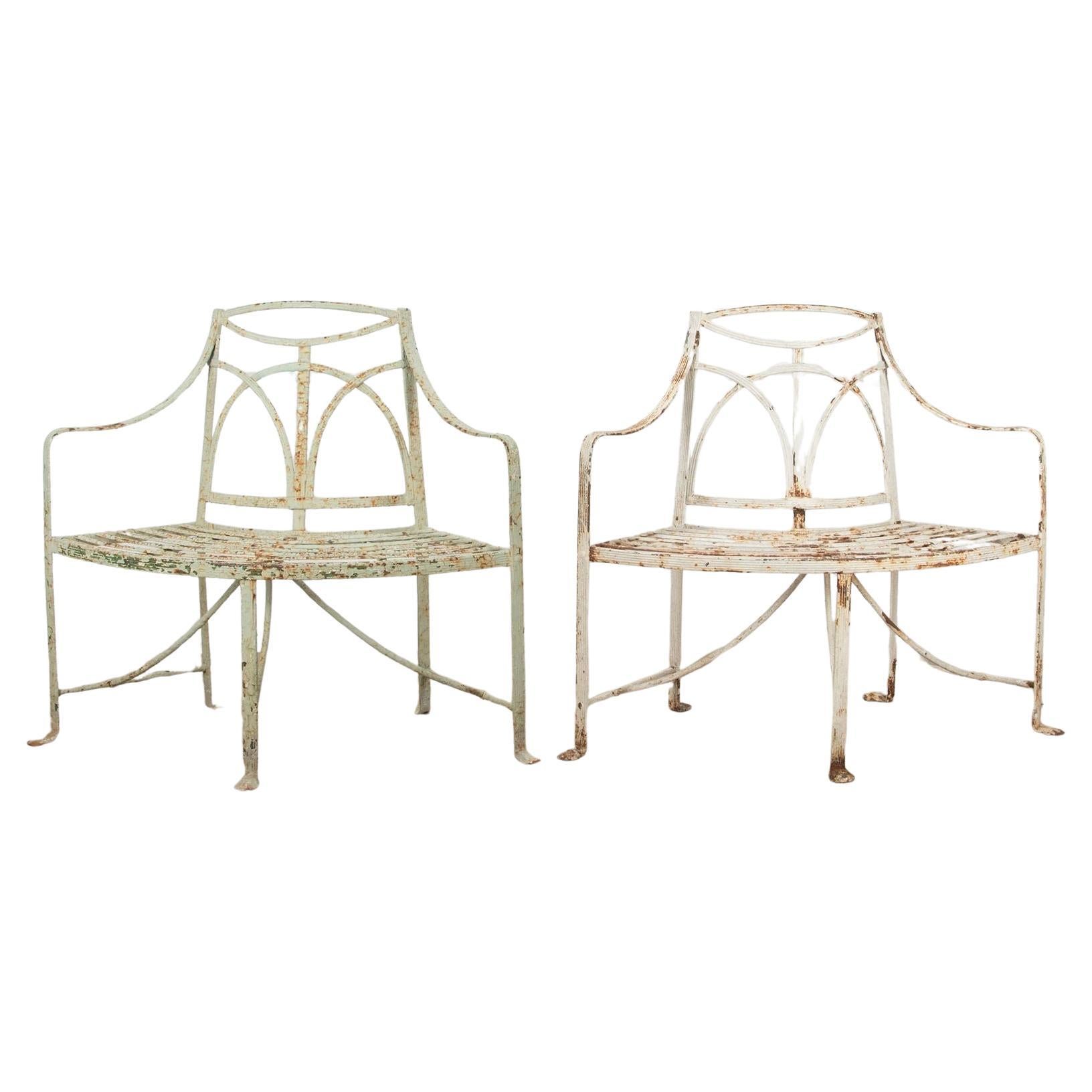 Pair of 19th Century Regency Corner Garden Benches