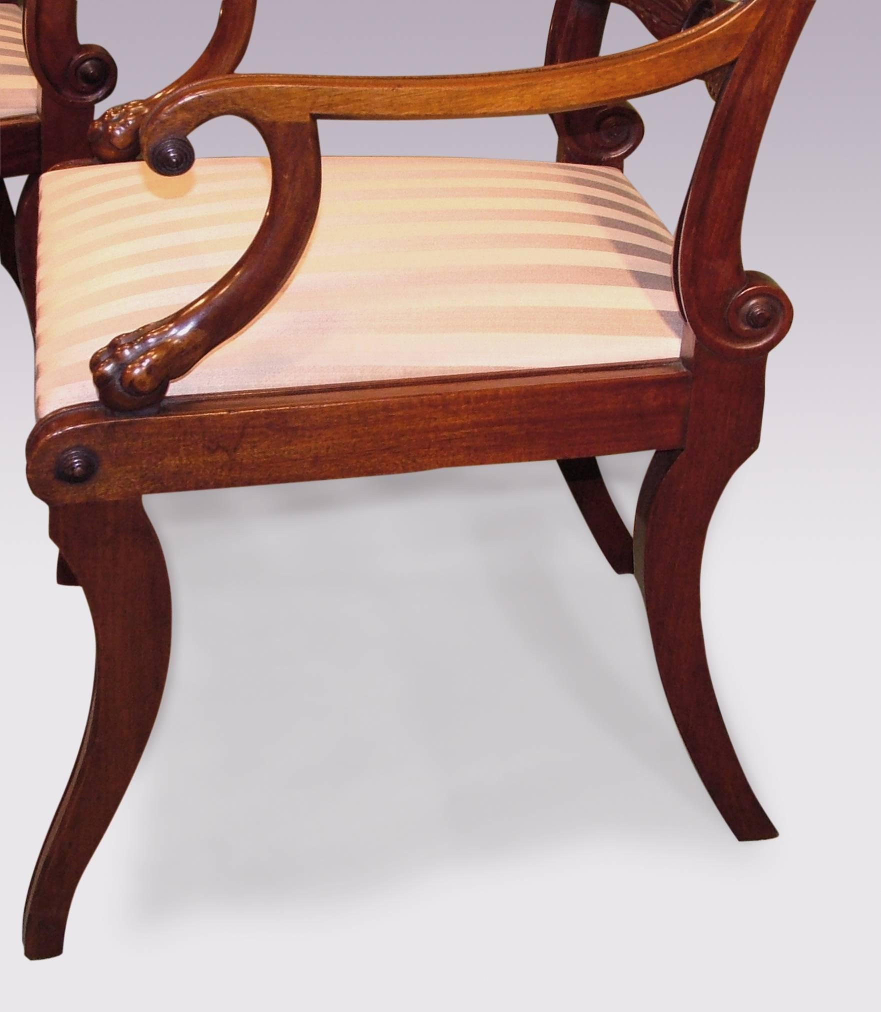 Pair of 19th Century Regency Mahogany Armchairs In Good Condition For Sale In London, GB