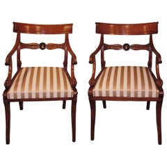 Antique Pair of 19th Century Regency Mahogany Armchairs