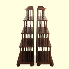 Pair of 19th Century Regency Mahogany Waterfall Bookcases