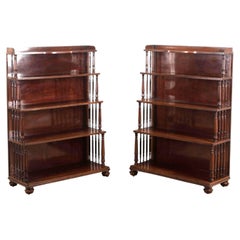 Antique Pair of 19th Century Regency Mahogany Waterfall Bookcases