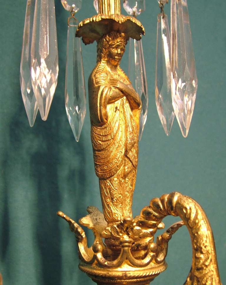 Pair of 19th Century Regency period Gilt Bronze Wall Lights For Sale 1