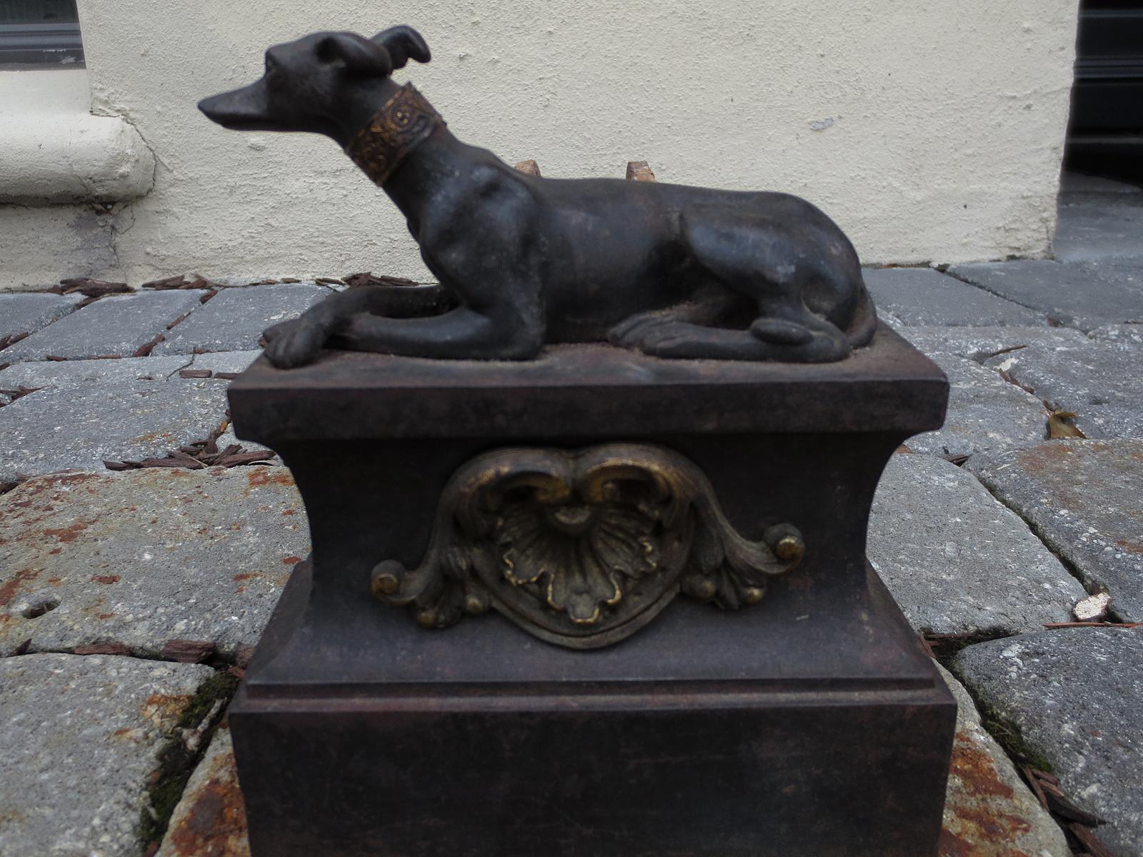 Pair of 19th Century Regency Style Iron Whippet Andirons 14
