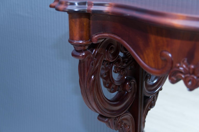 Pair of 19th Century Regency Style Walnut and Mirror Wall Console Tables For Sale 7
