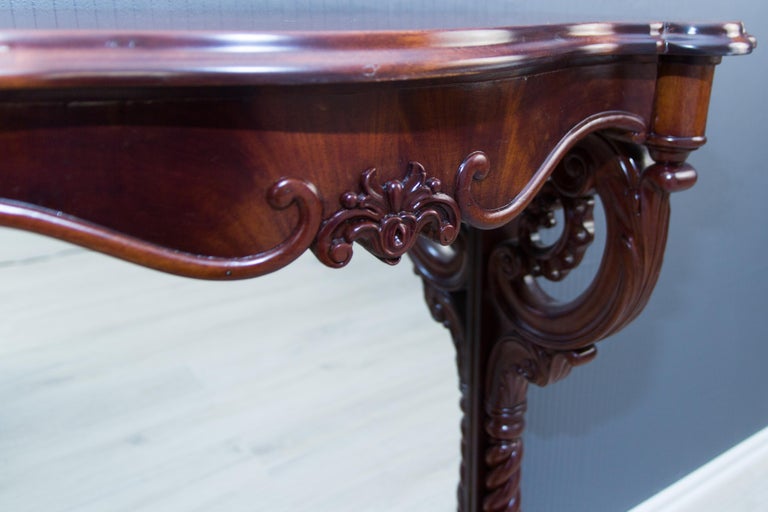 Pair of 19th Century Regency Style Walnut and Mirror Wall Console Tables For Sale 8