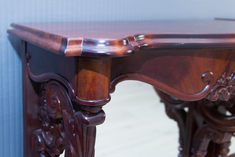 Pair of 19th Century Regency Style Walnut and Mirror Wall Console Tables For Sale 11