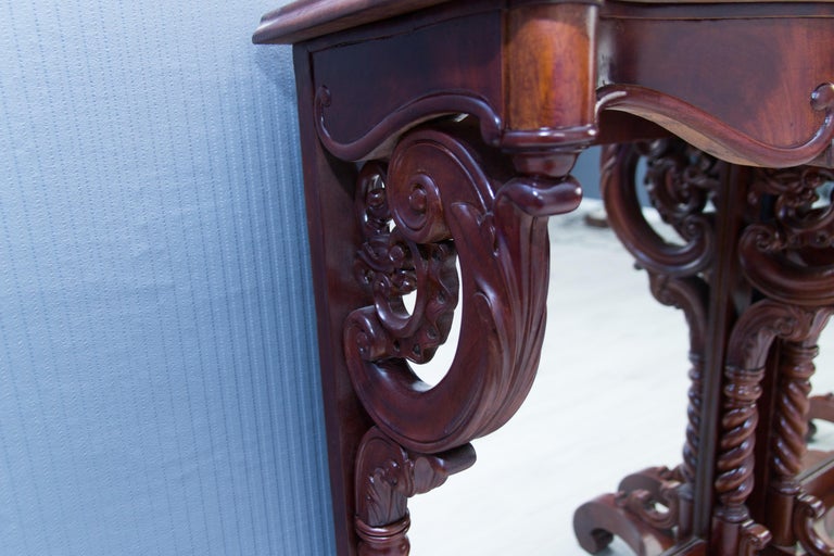 Pair of 19th Century Regency Style Walnut and Mirror Wall Console Tables For Sale 12