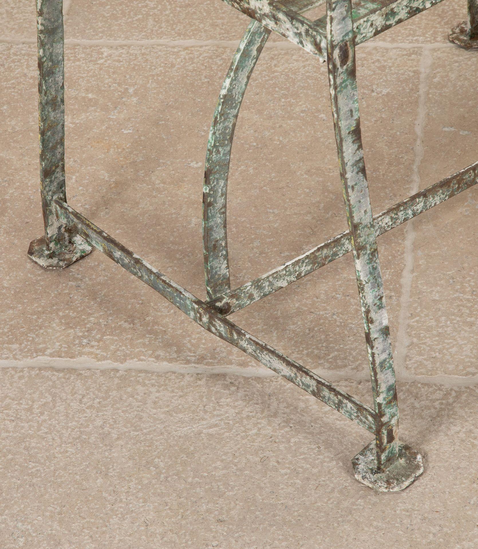 Pair of 19th Century Regency Wrought Iron Strap Work Garden Seats For Sale 6
