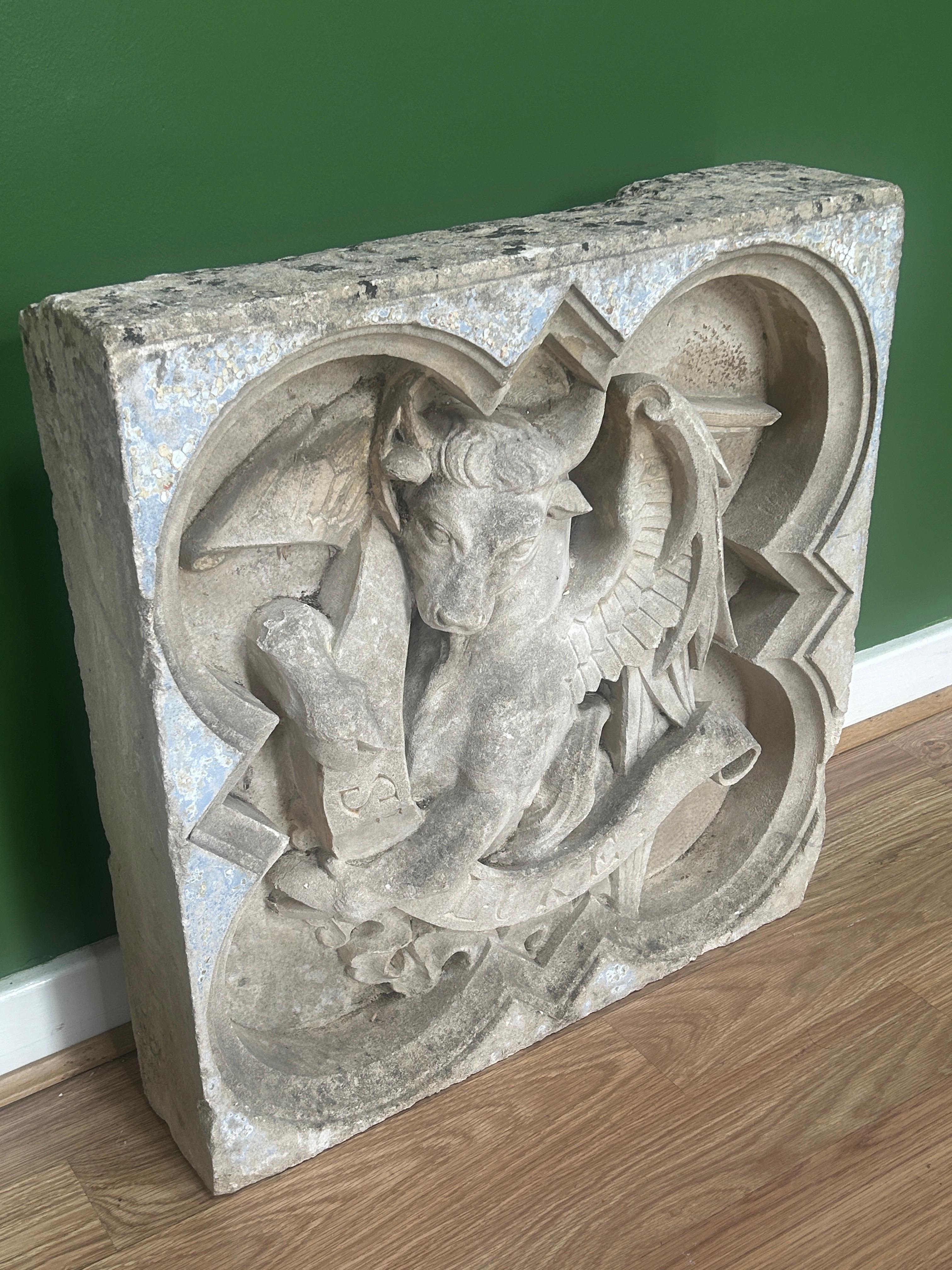 Mid-19th Century Pair of 19th Century Religious Carved Stone Church Plaques of St Luke & St John For Sale